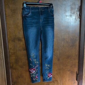 Wonder Nation Dark Blue Floral Embroidered Jeans